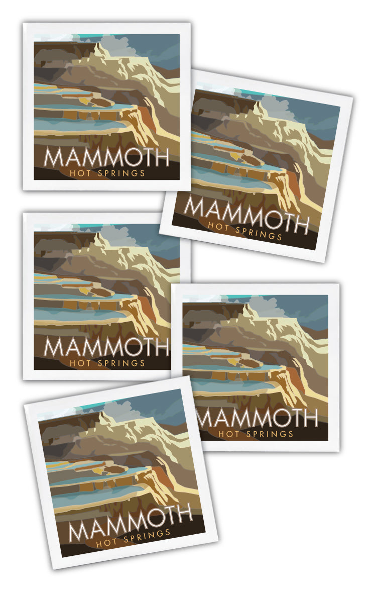 Mammoth Hot Springs, Yellowstone National Park, Wyoming - 4.25" x 4.25" Ceramic Coaster