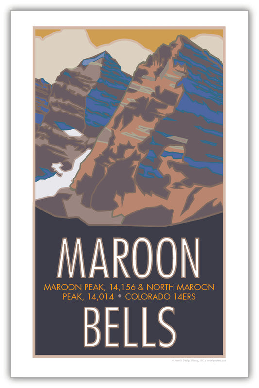 Maroon Bells, Colorado - Colorado 14er - Poster