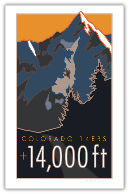 14,000 Feet - Colorado's 14er - Poster