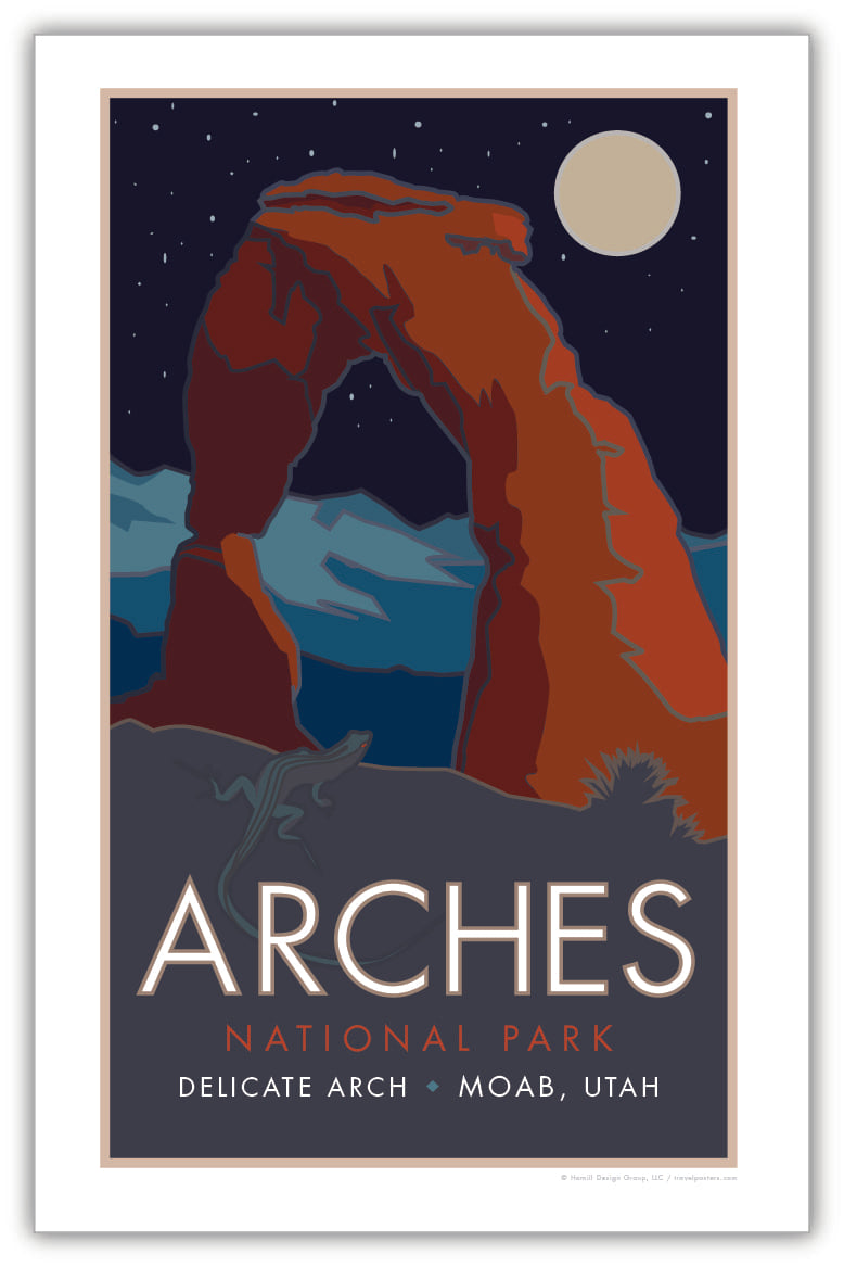 Arches National Park, Delicate Arch at Night, Utah - Poster