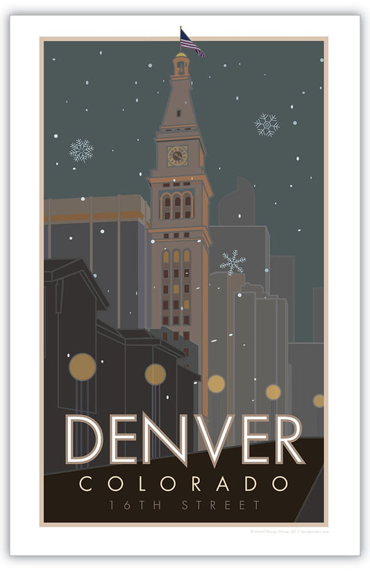 Denver 16th Street Mall Clocktower, Colorado - Poster