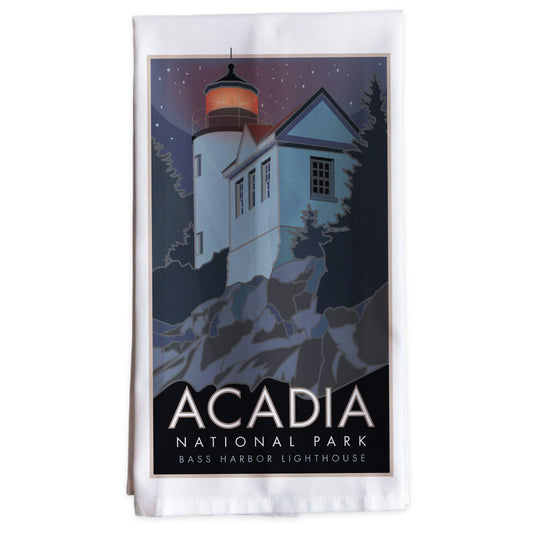 Acadia National Park, Bass Harbor Head Lighthouse, Maine -Tea Towel