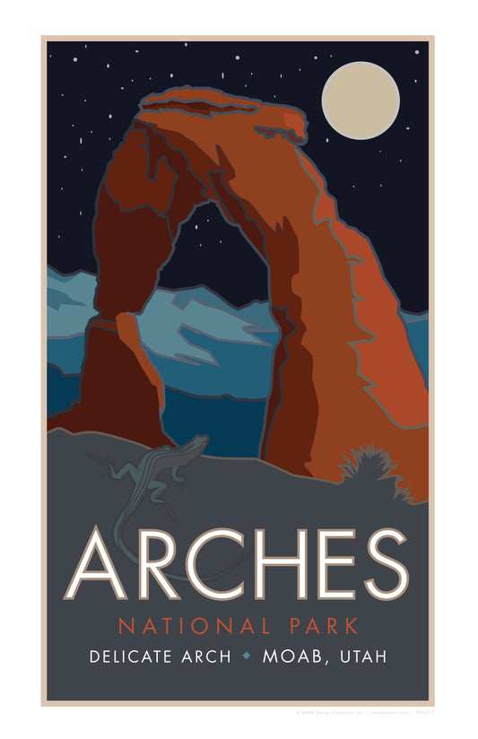 Arches National Park, Delicate Arch at Night, Utah - Poster