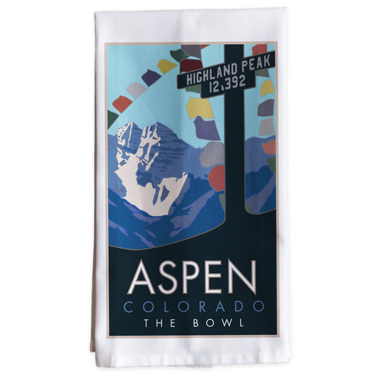 Aspen, Colorado (Highland Peak Bowl) -Tea Towel