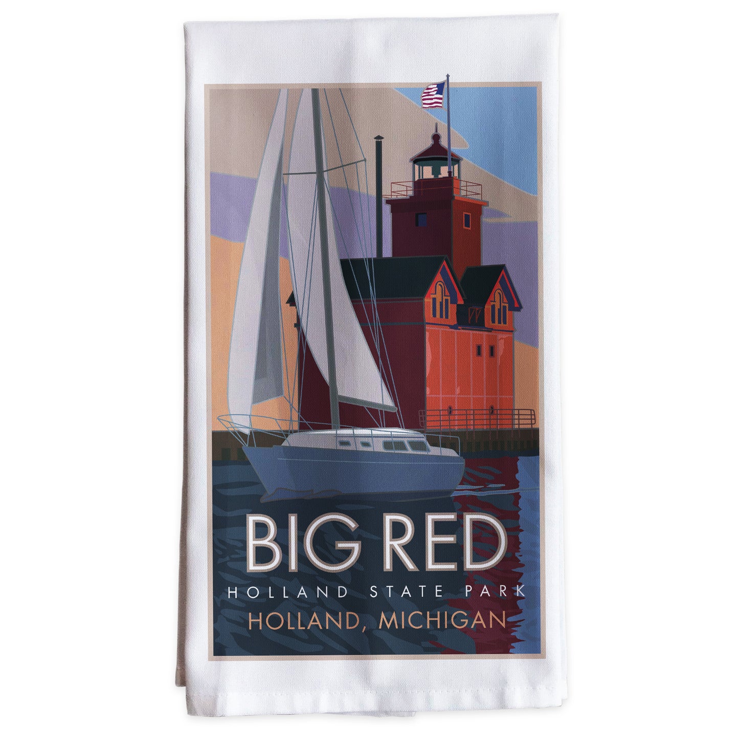 Big Red, Holland State Park, Michigan -Tea Towel