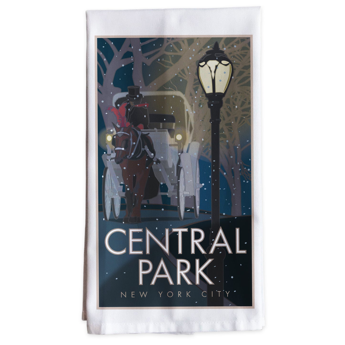Central Park (Winter Carriage), New York City -Tea Towel