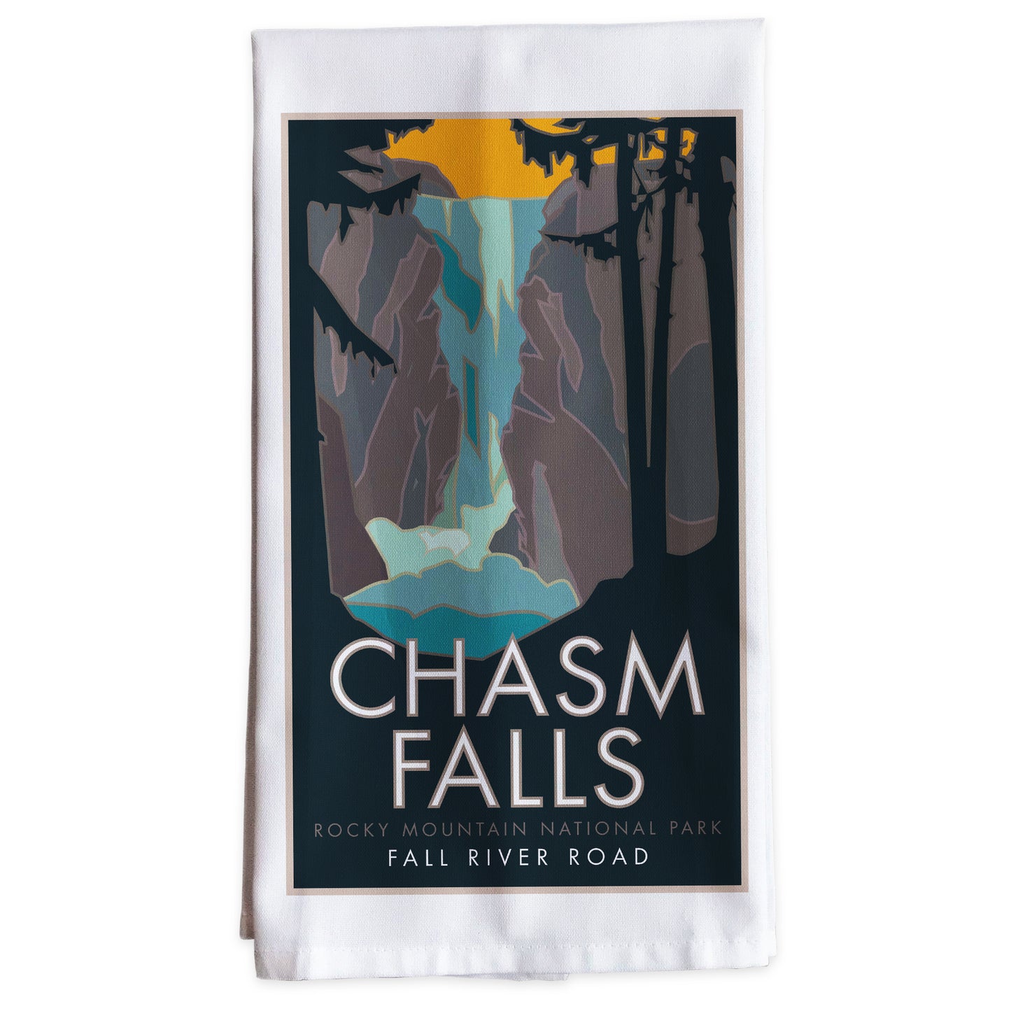 Chasm Falls, Rocky Mountain National Park, Colorado -Tea Towel