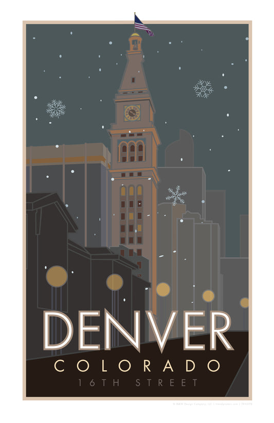 Denver 16th Street Mall Clocktower, Colorado - Poster