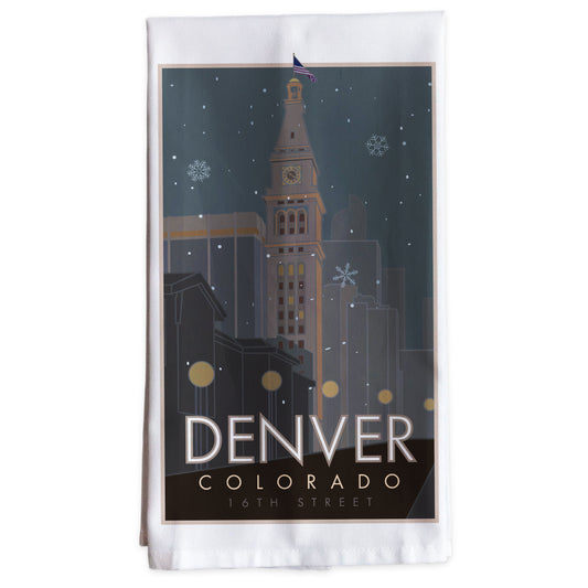 Denver 16th Street Mall Clocktower, Colorado -Tea Towel