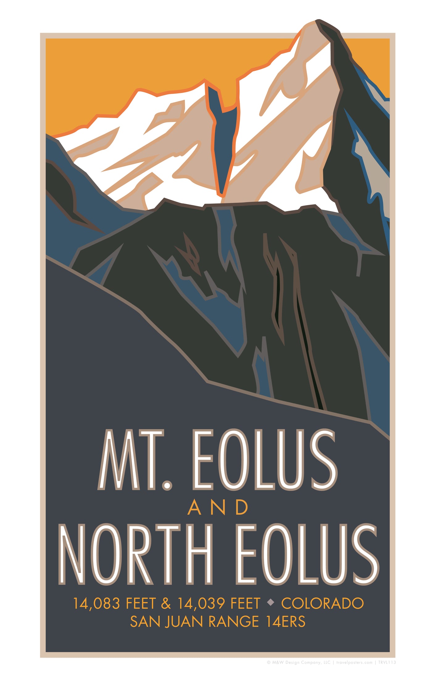 Mt Eolus Colorado 14er Travel Poster