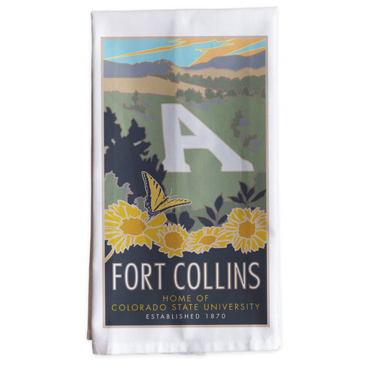 Fort Collins (The A), Colorado -Tea Towel