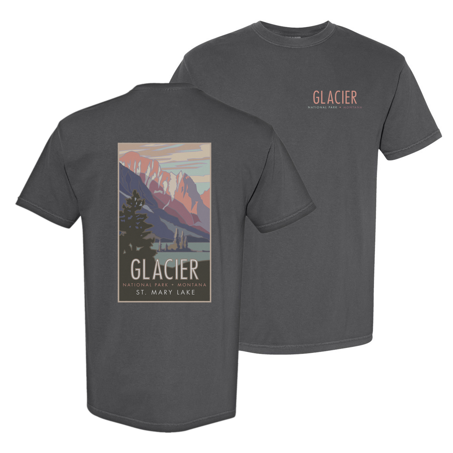 Glacier National Park (St. Mary's Lake), Montana - Comfort Colors Heavyweight T-Shirt