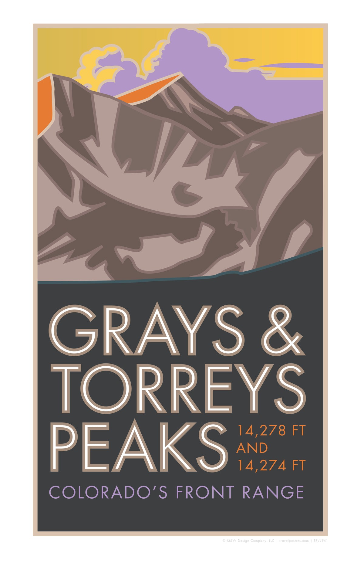Grays and Torreys Peaks Colorado 14er Travel Poster