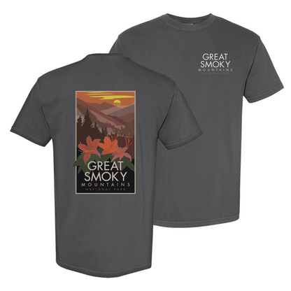 Great Smoky Mountains (Flowers) - Comfort Colors Heavyweight T-Shirt