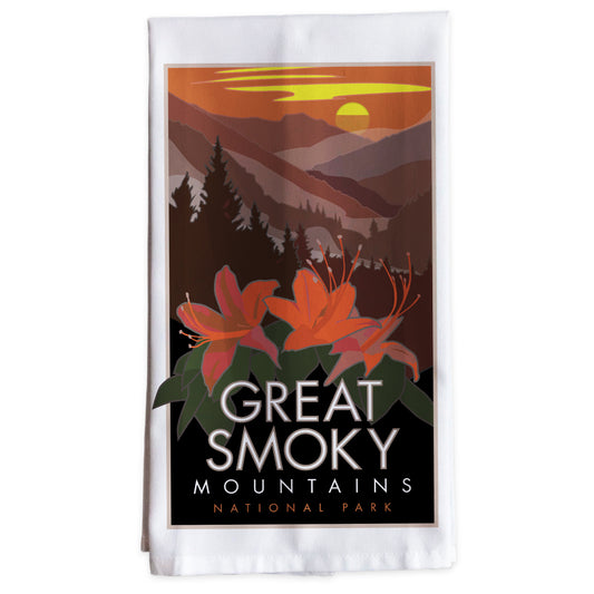 Great Smoky Mountains (Flowers) -Tea Towel