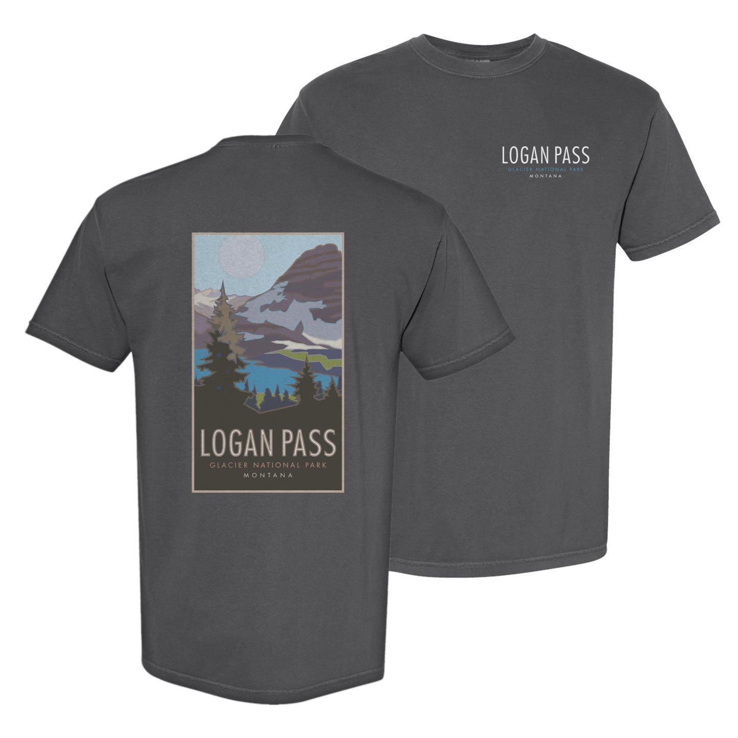 Logan Pass (Glacier National Park) Montana - Comfort Colors Heavyweight T-Shirt