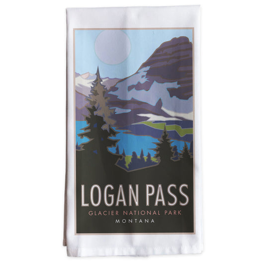Logan Pass (Glacier National Park) Montana -Tea Towel