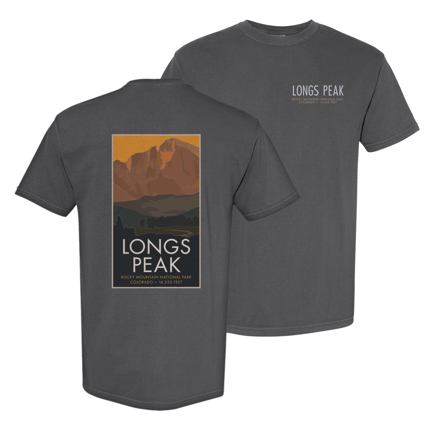 Longs Peak 3 (Dusk), Colorado - Comfort Colors Heavyweight T-Shirt