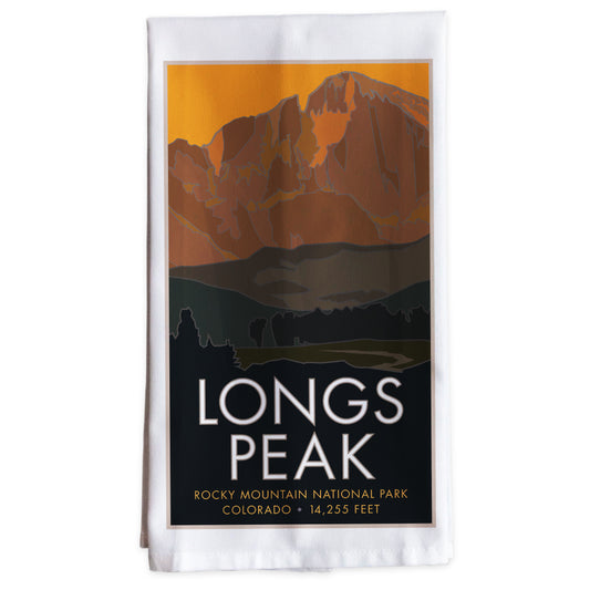 Longs Peak 3 (Dusk), Colorado - Colorado 14er -Tea Towel
