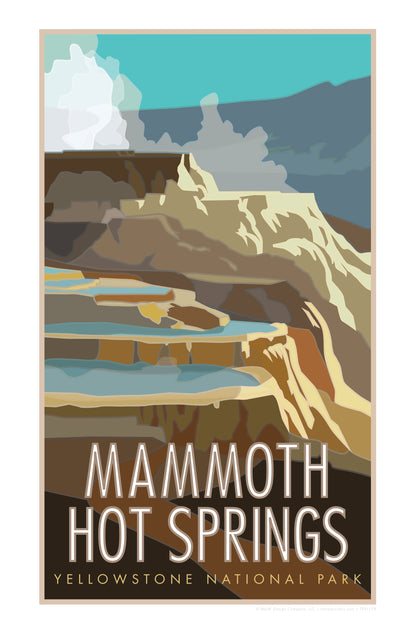 Mammoth Hot Springs, Yellowstone National Park, Wyoming - Poster
