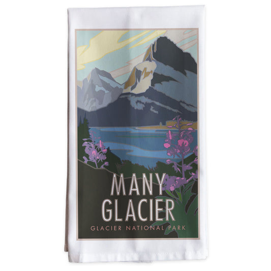 Many Glacier (Glacier National Park) Montana -Tea Towel