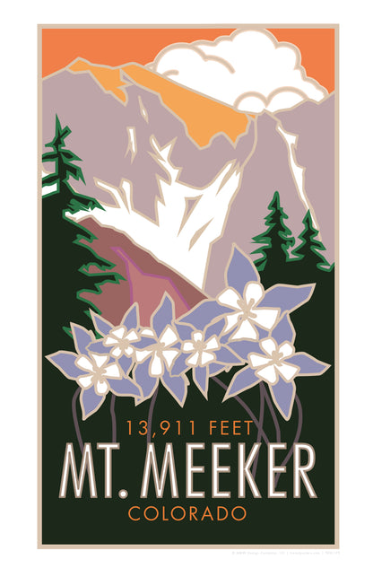 Mt. Meeker Columbines Colorado Travel Poster