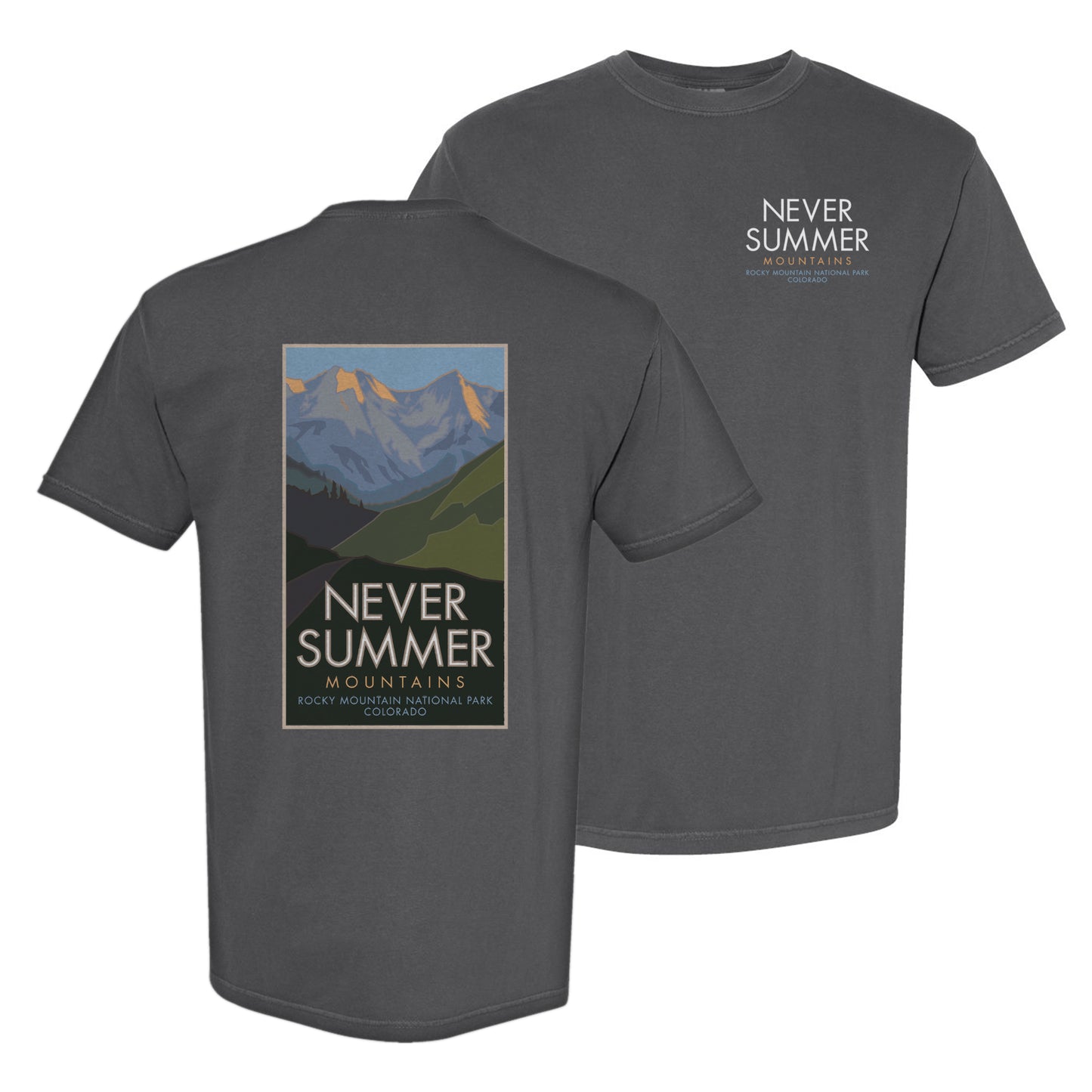Never Summer Range, Colorado - Comfort Colors Heavyweight T-Shirt
