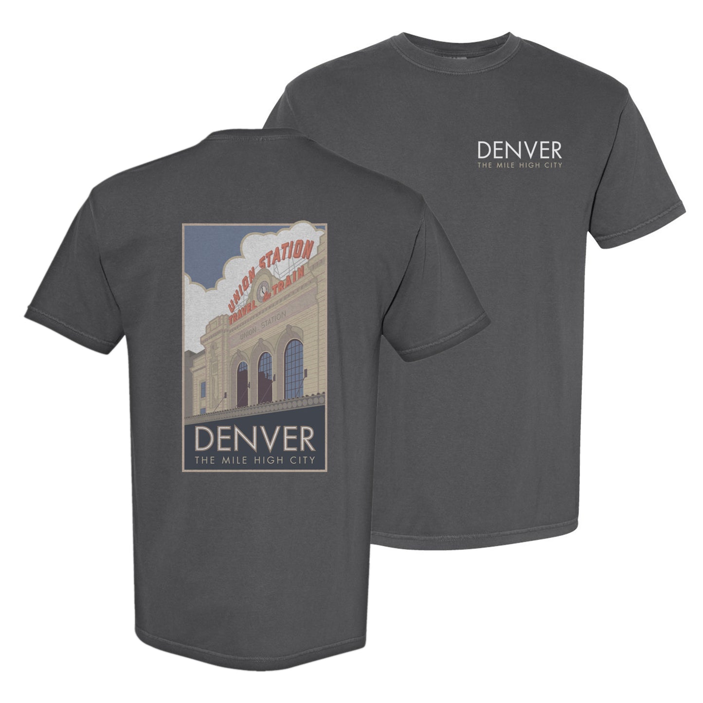 Union Station (Summer Exterior), Denver, Colorado - Comfort Colors Heavyweight T-Shirt