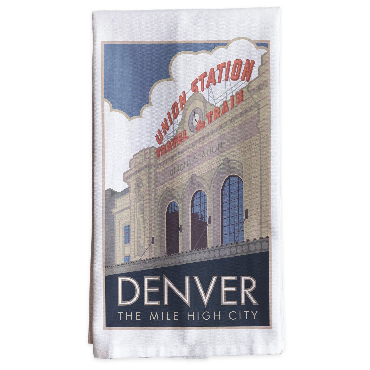 Union Station (Summer Exterior), Denver, Colorado -Tea Towel