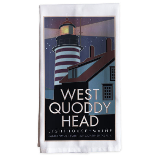 West Quoddy Head Lighthouse, Maine -Tea Towel