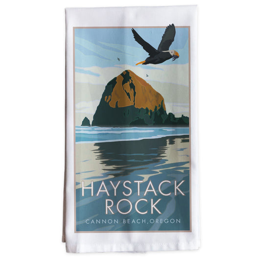 Haystack Rock, Oregon - Tea Towel