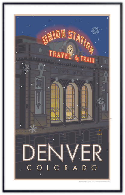 Union Station 1  (Snowflakes), Denver, Colorado - Poster