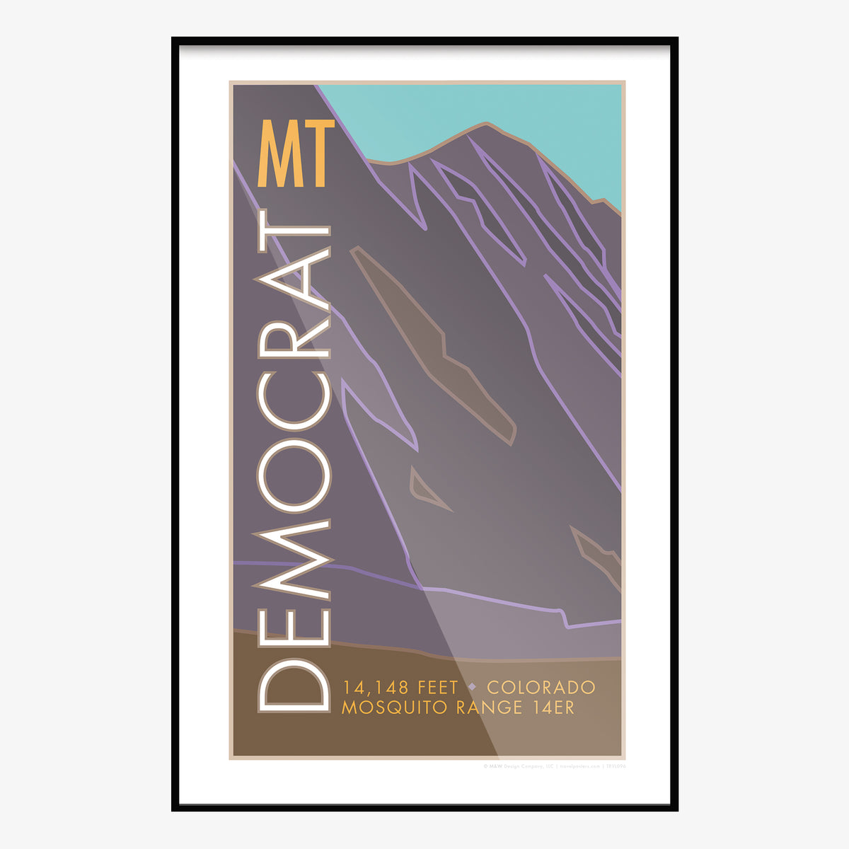 Mt. Democrat Colorado 14er Travel Poster