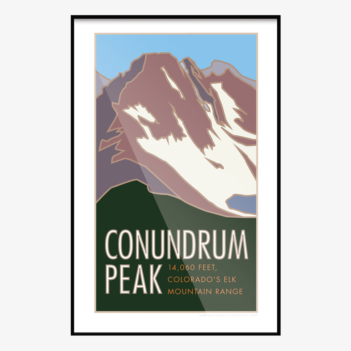 Conundrum Peak Colorado 14er Travel Poster