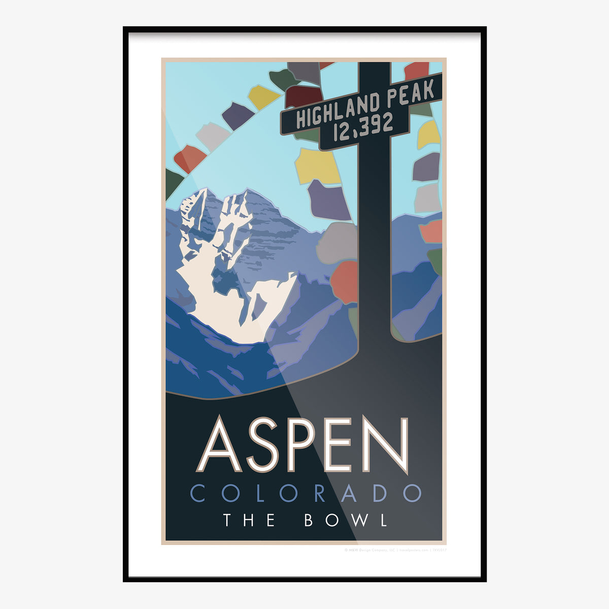 Aspen Colorado Highland Peak Bowl Travel Poster