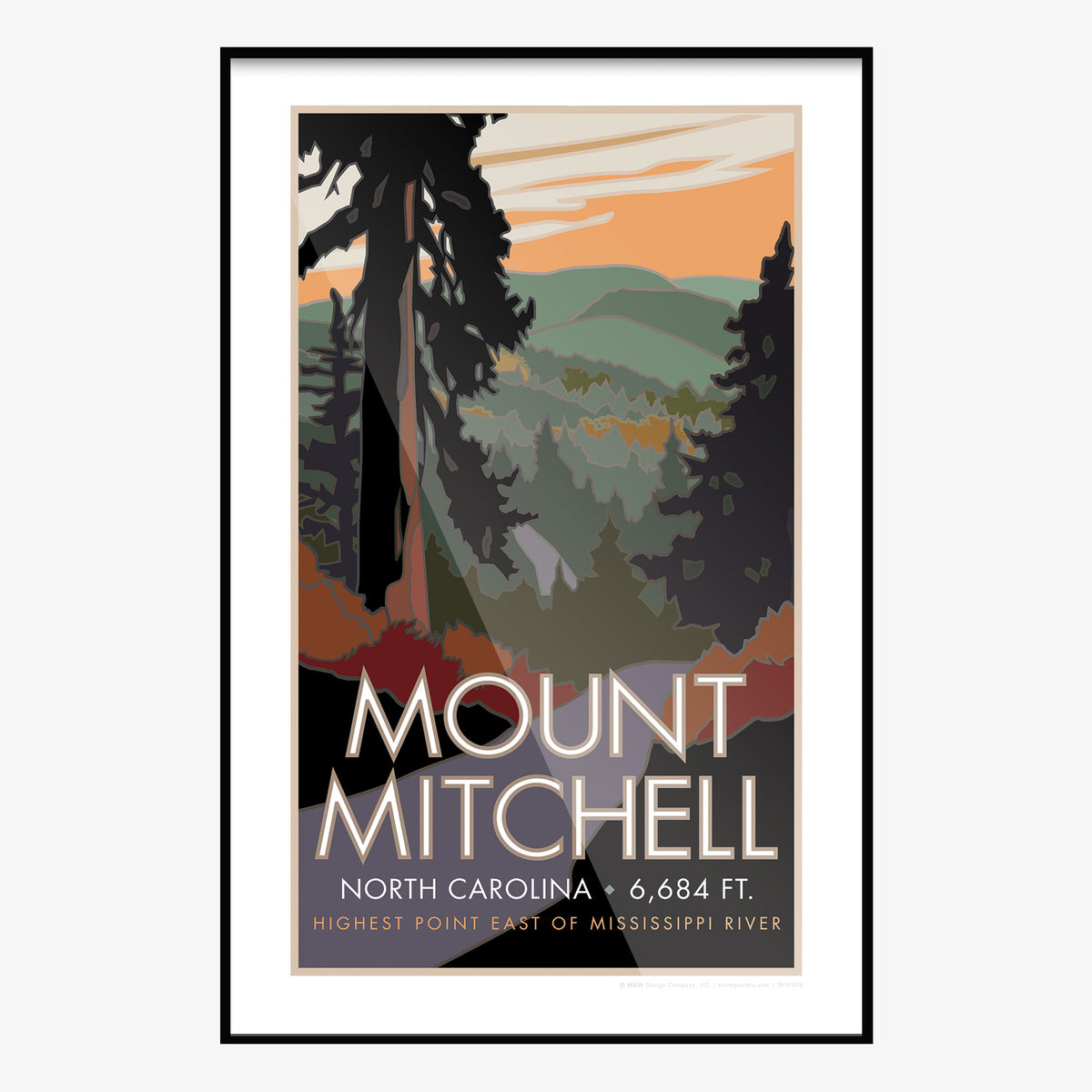 Mt. Mitchell North Carolina Travel Poster