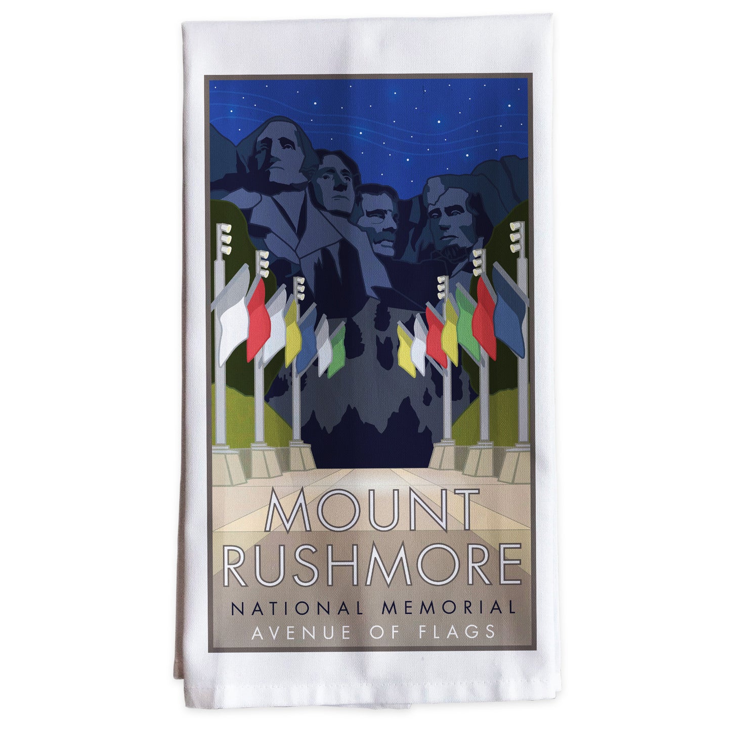 Mount Rushmore - Avenue of Flags - Tea Towel