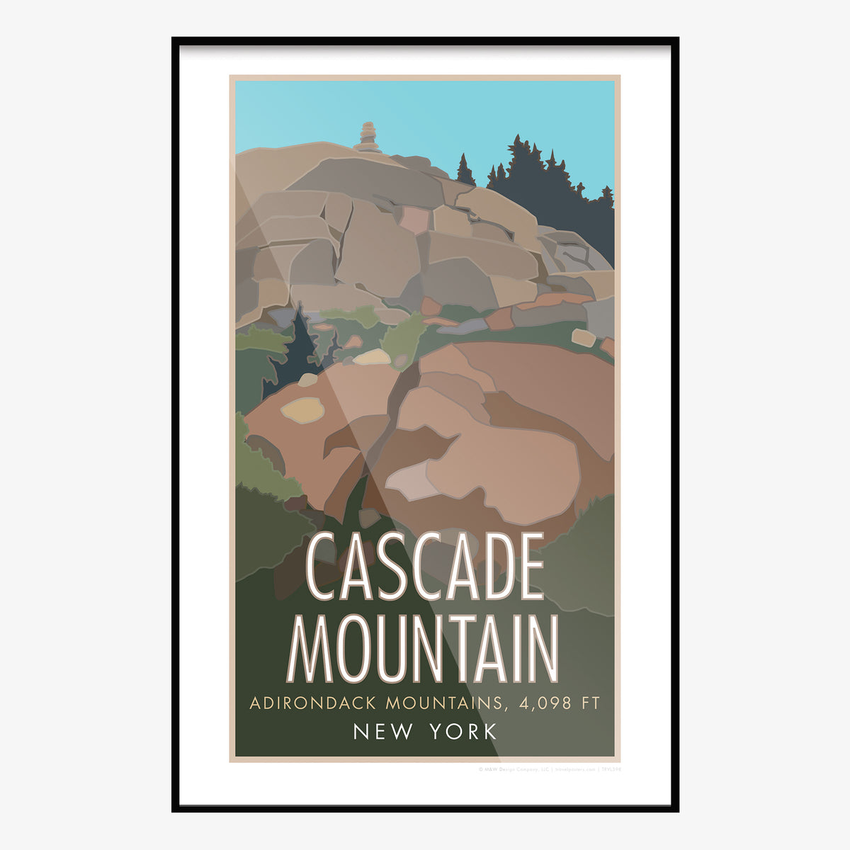 Cascade Mountain New York Travel Poster