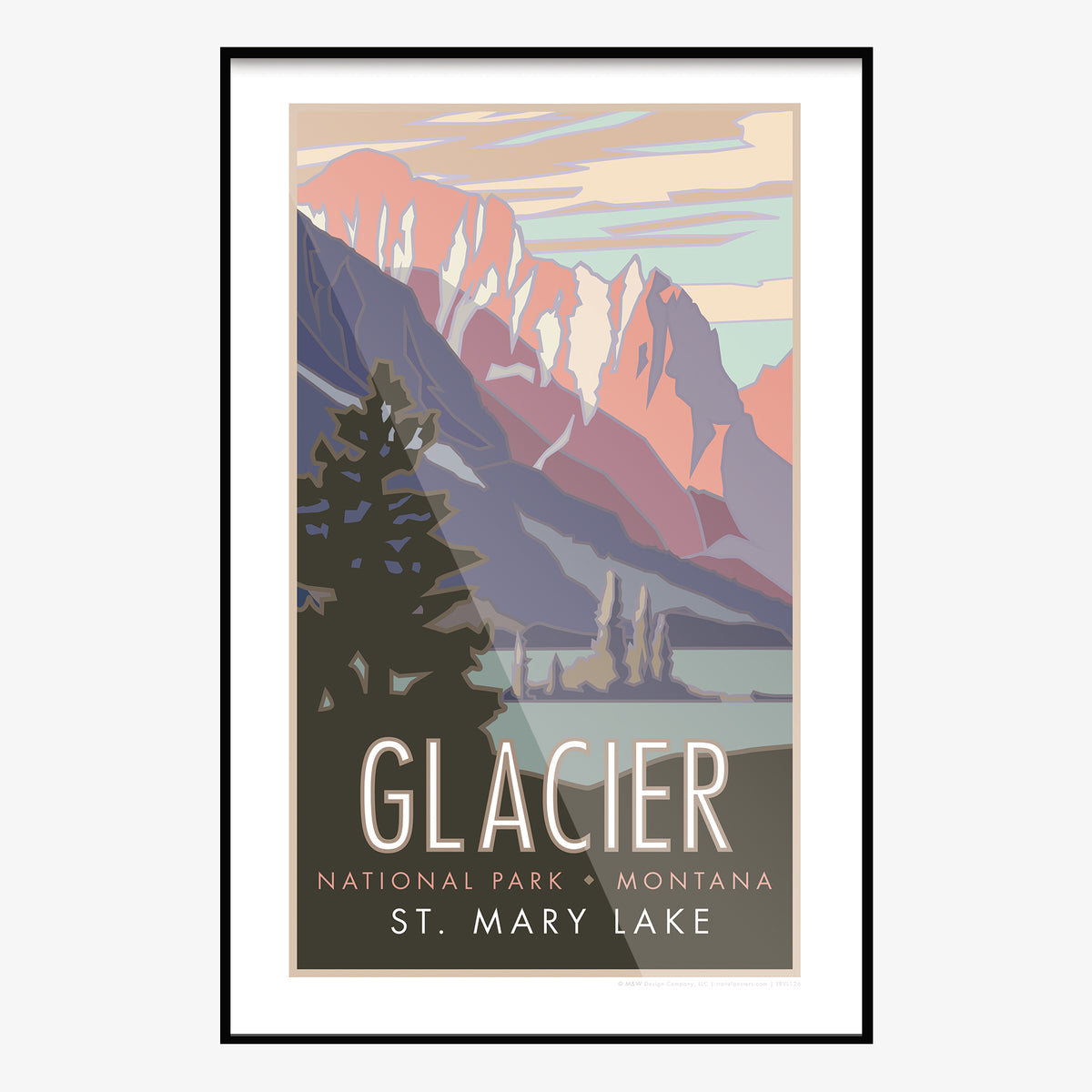 Glacier National Park St. Mary's Lake Montana Travel Poster