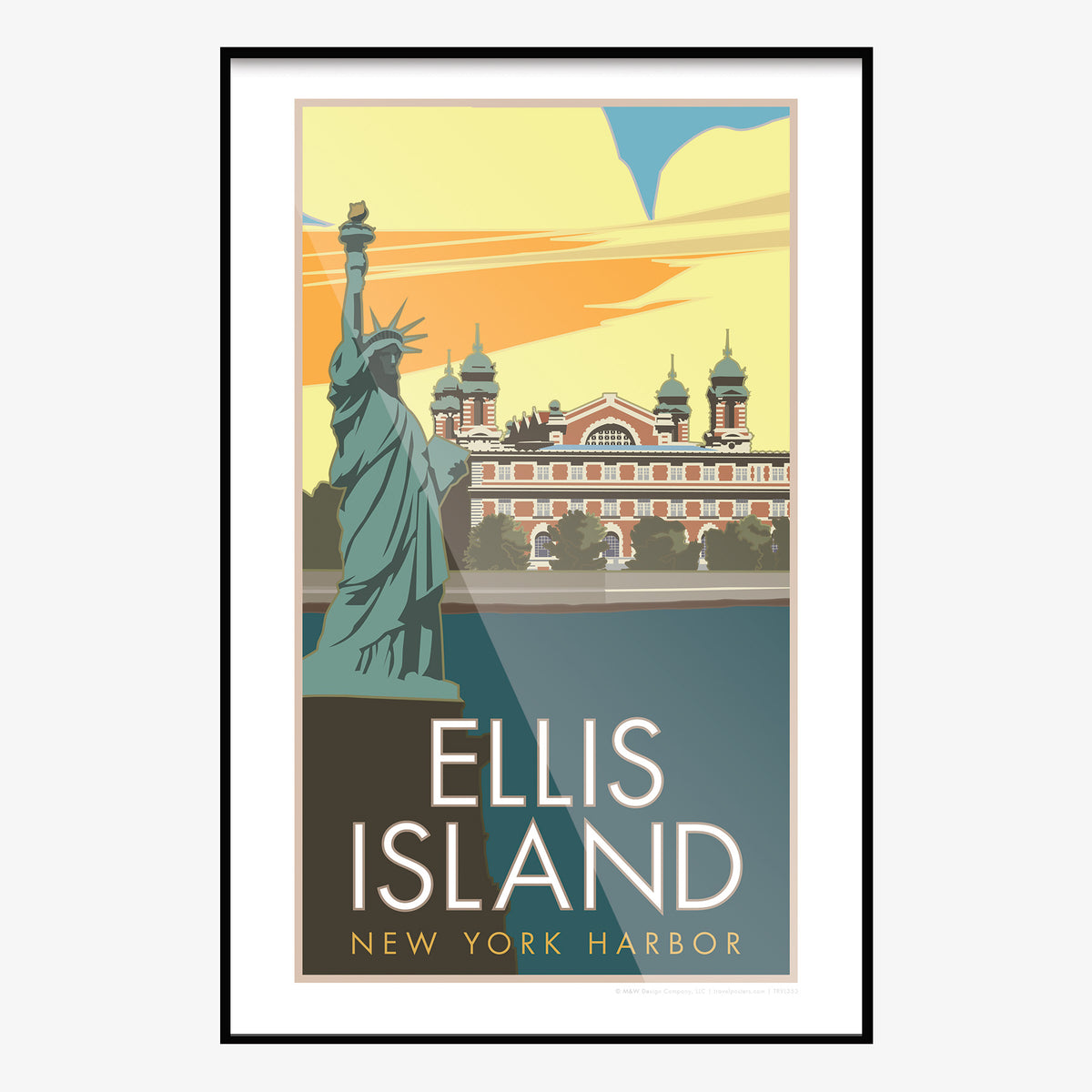 Ellis Island New York Travel Poster
