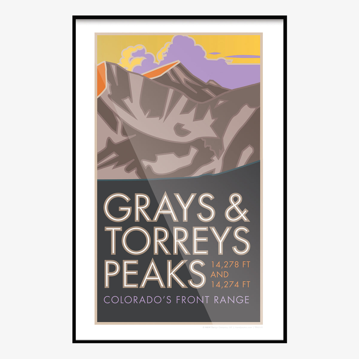 Grays and Torreys Peaks Colorado 14er Travel Poster