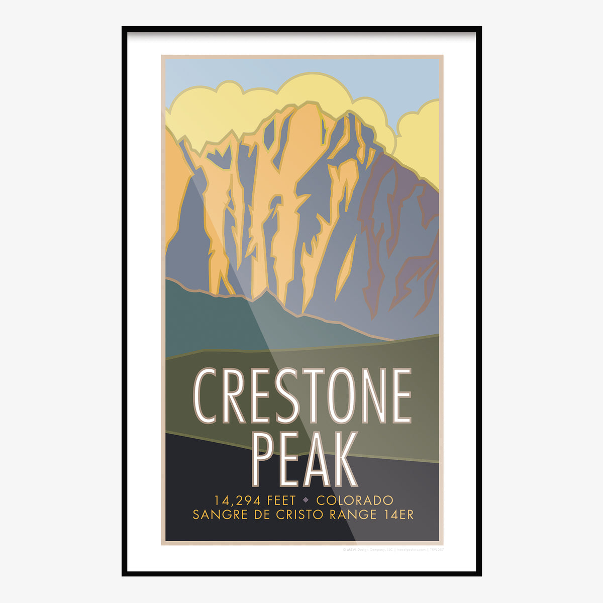 Crestone Peak Colorado 14er Travel Poster