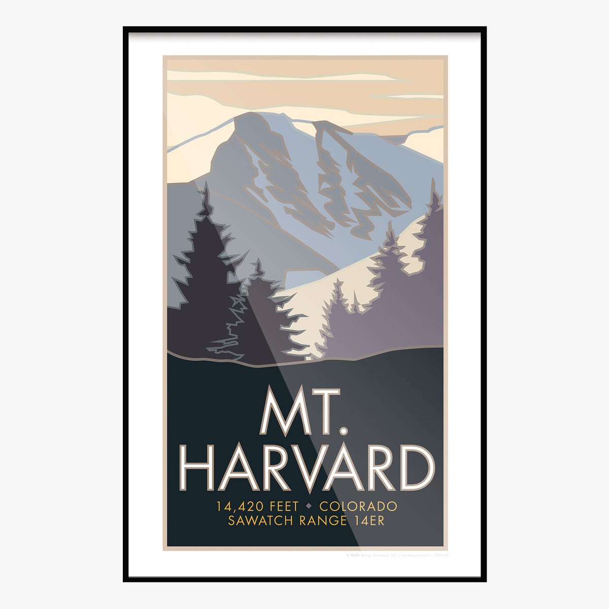 Mt. Harvard Colorado 14er Travel Poster