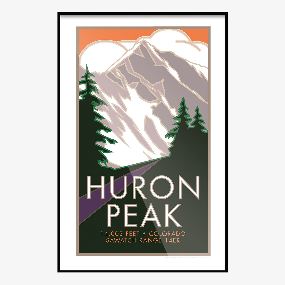 Huron Peak Colorado 14er Travel Poster