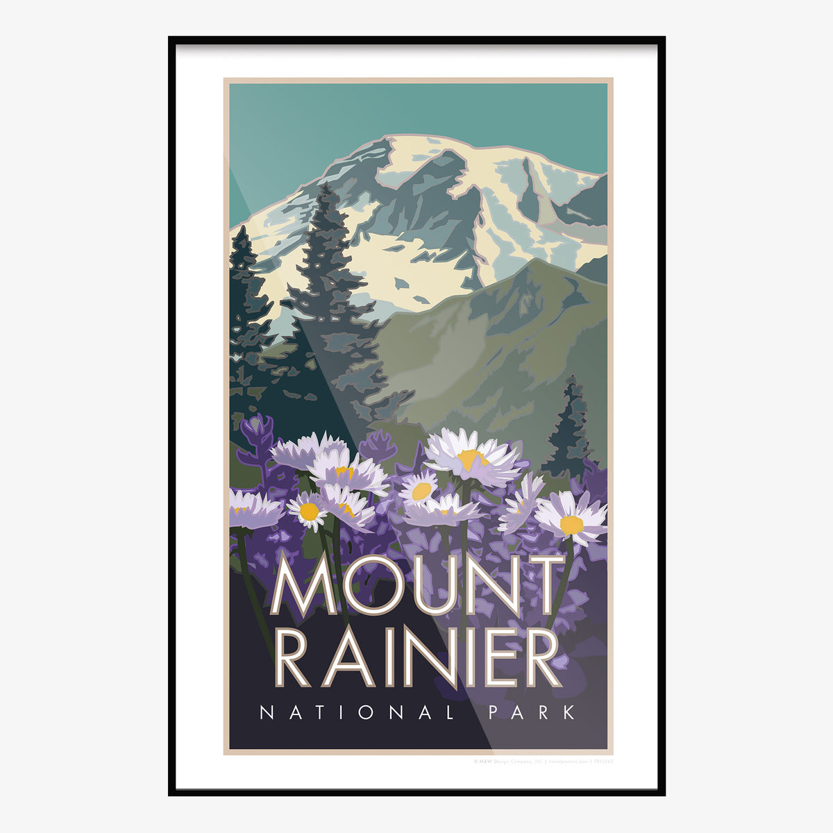 Mt Rainier Spring Travel Poster
