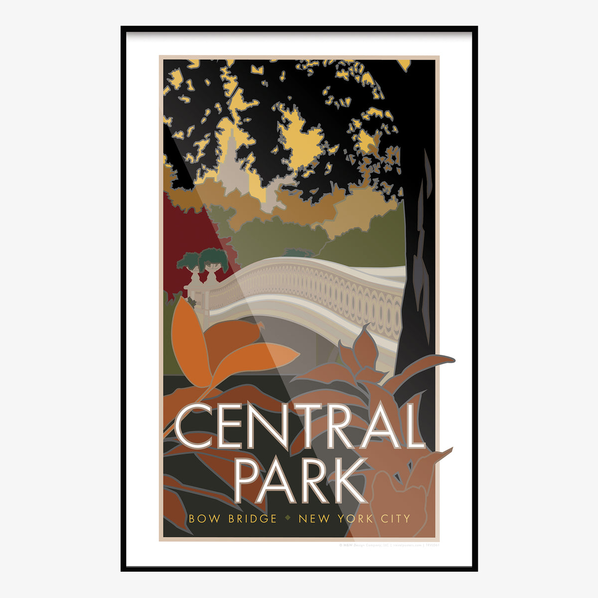 Central Park Bow Bridge New York City Travel Poster