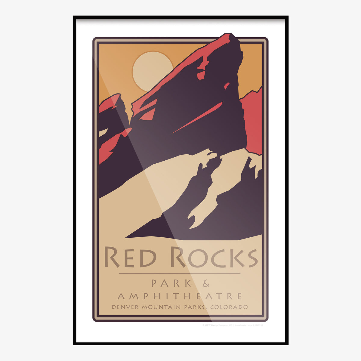 Red Rocks 1 Moon Colorado Travel Poster