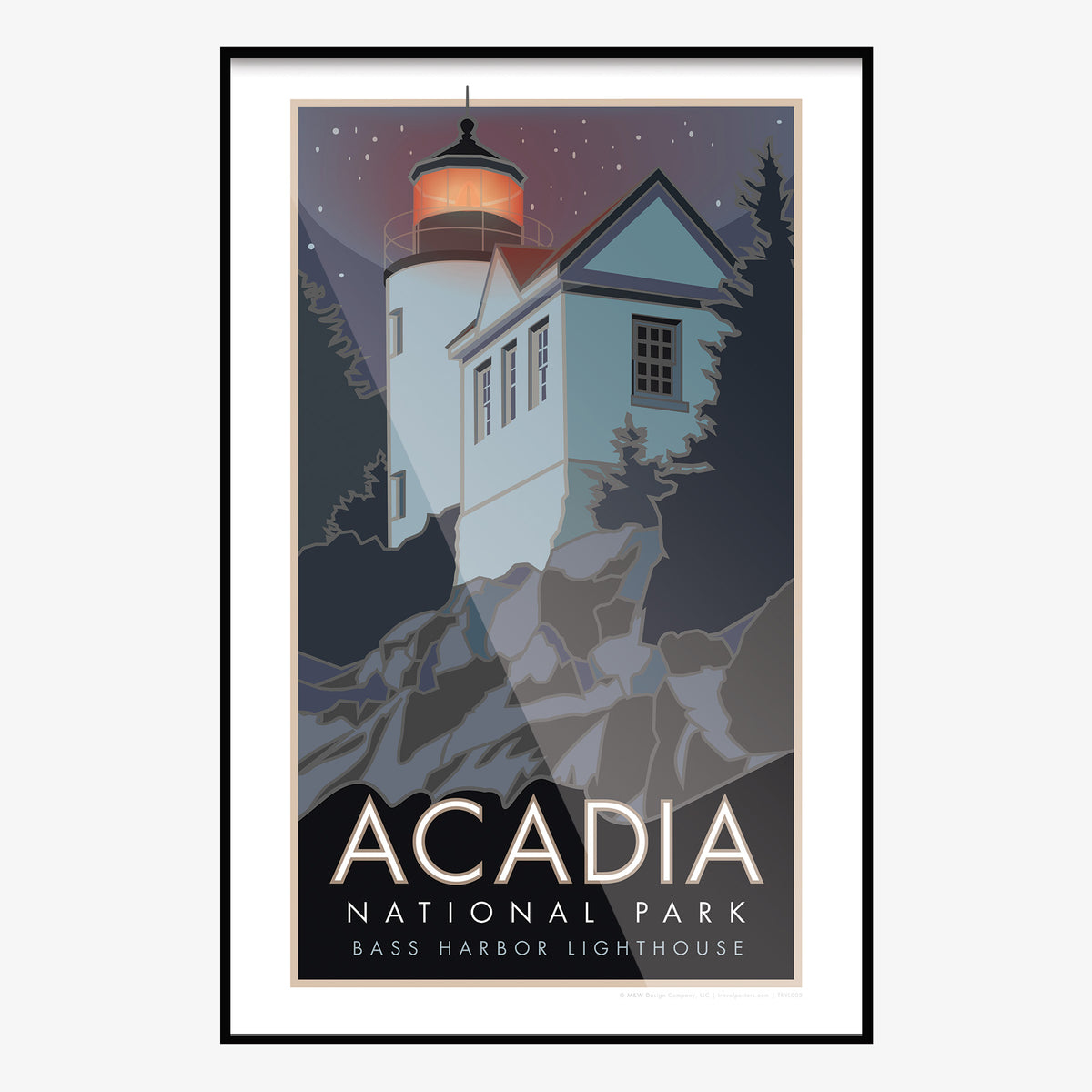 Acadia National Park Bass Harbor Head Lighthouse Maine Travel Poster