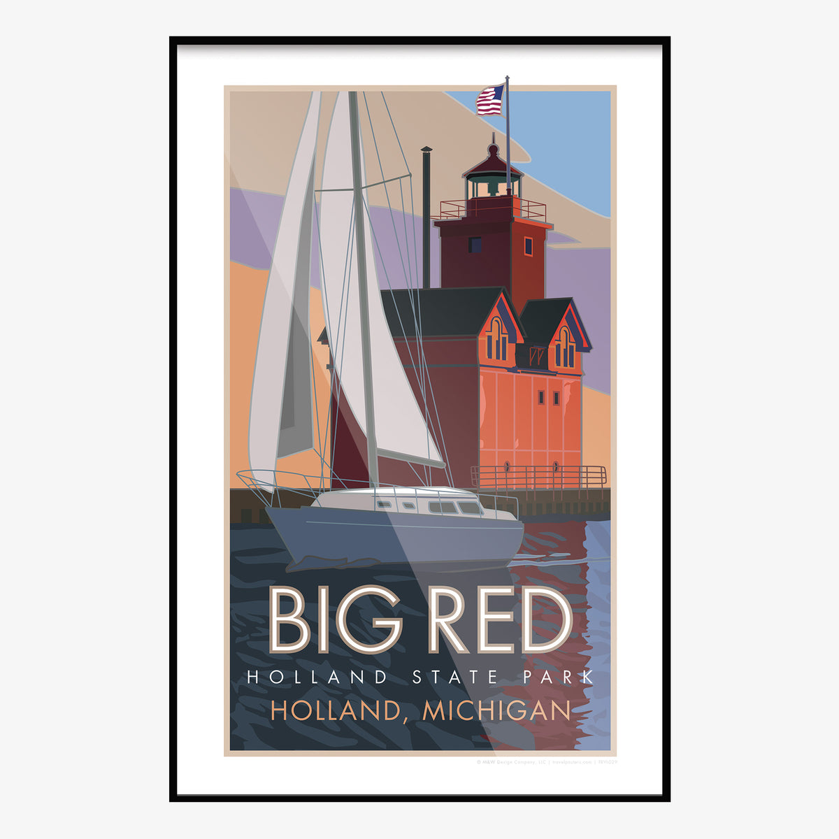 Big Red Holland State Park Michigan Travel Poster