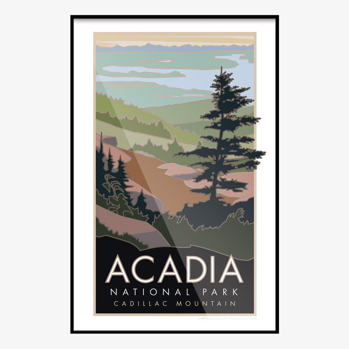 Acadia National Park Cadillac Mountain Maine Travel Poster